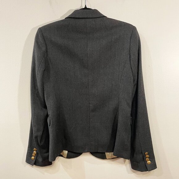2/$40 EUC J.Crew Wool Blend Gold Button Blazer Charcoal 4, Small - Picture 2 of 5